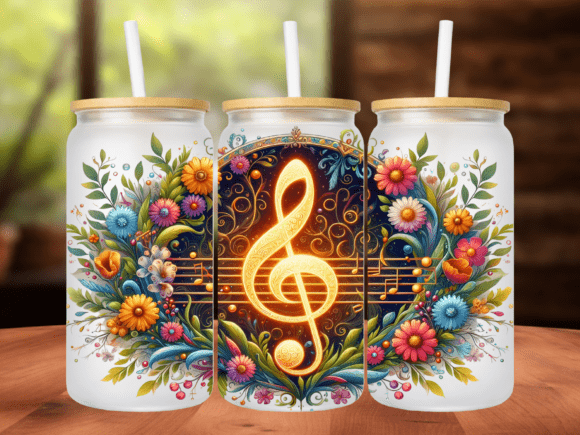Download Gold Treble Clef Floral 16oz Tumbler PNG - Gold Collection