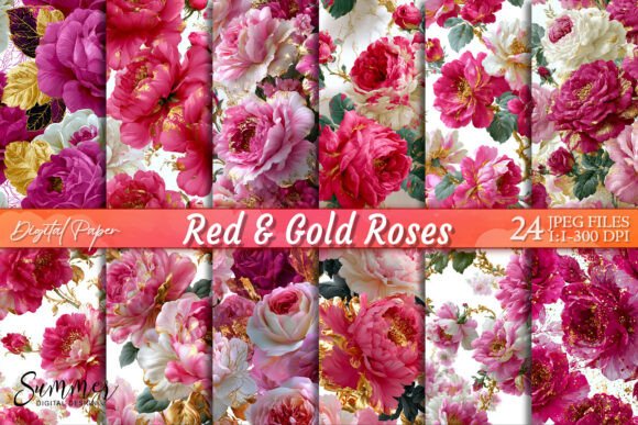 Download Red Gold Roses Luxury Floral Background - Gold Collection