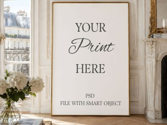 Download Parisian Gold Floor Frame Mockup PSD - Gold Collection
